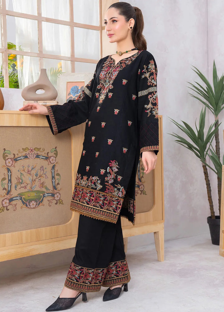 Panache Apparel Pret Embroidered Khaddar 3 Piece Suit Charcoal