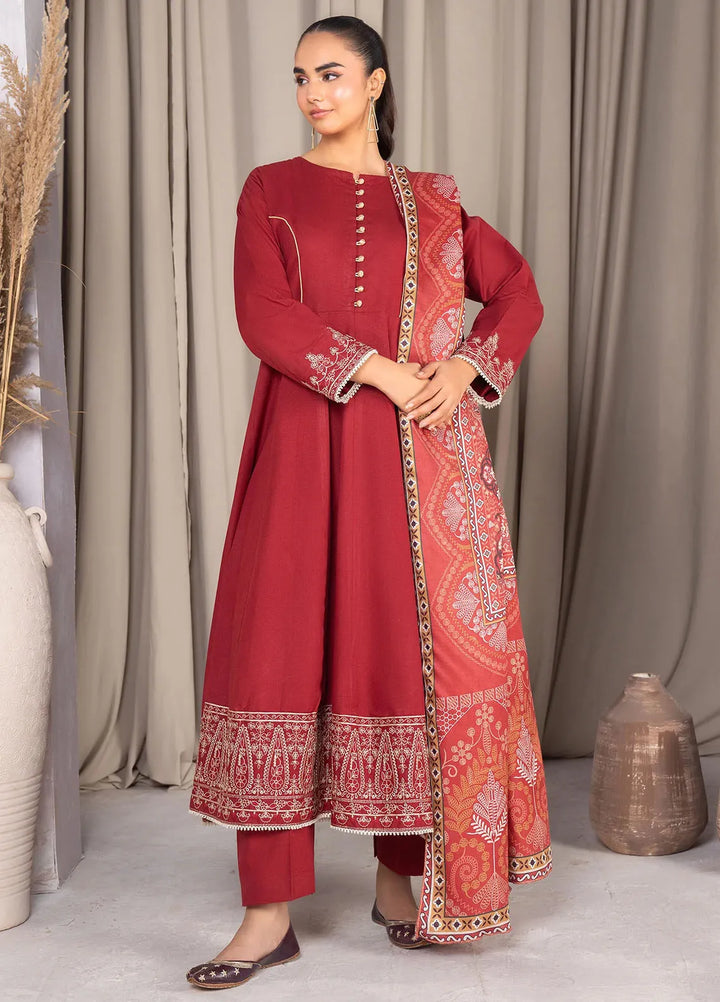 Panache Apparel Pret Embroidered Khaddar 3 Piece Suit Feathers