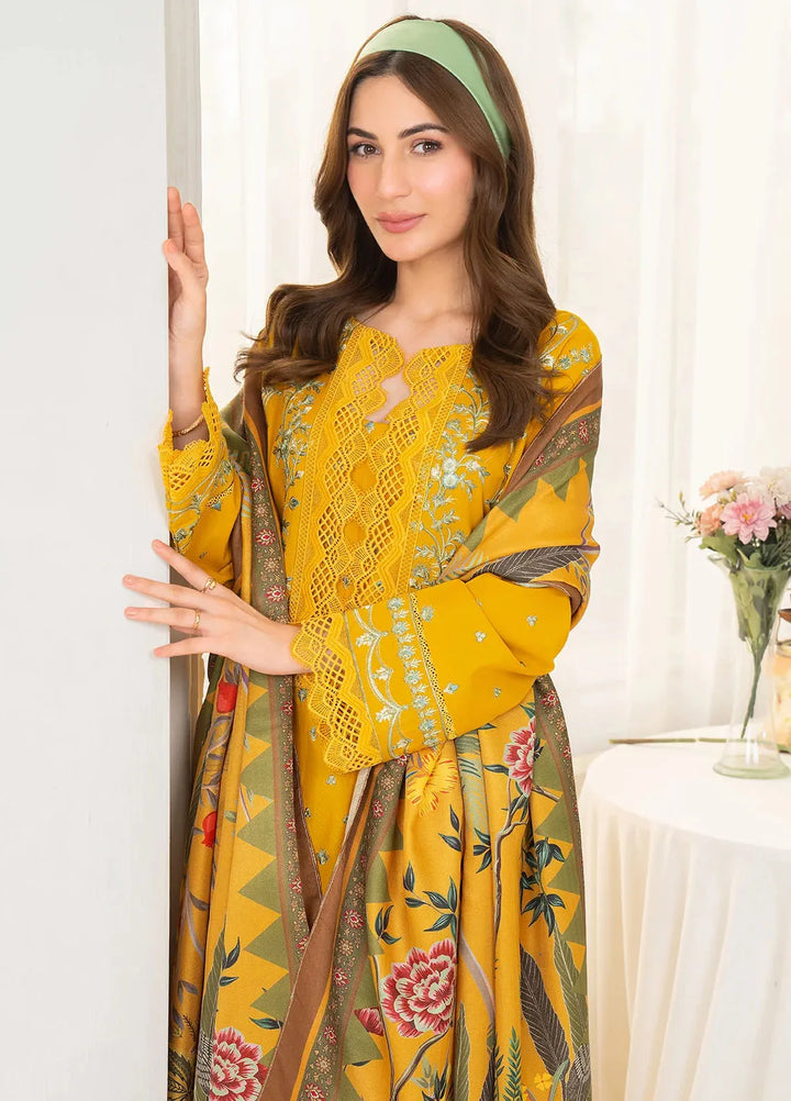 Panache Apparel Pret Embroidered Khaddar 3 Piece Suit Golden Hour