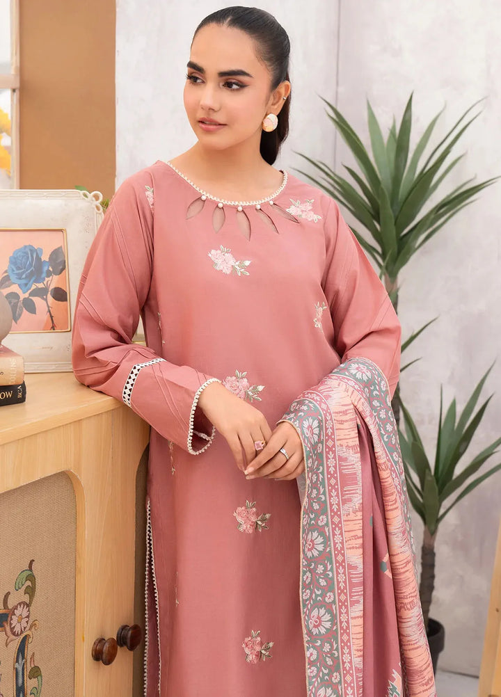 Panache Apparel Pret Embroidered Khaddar 3 Piece Suit Petal Frost