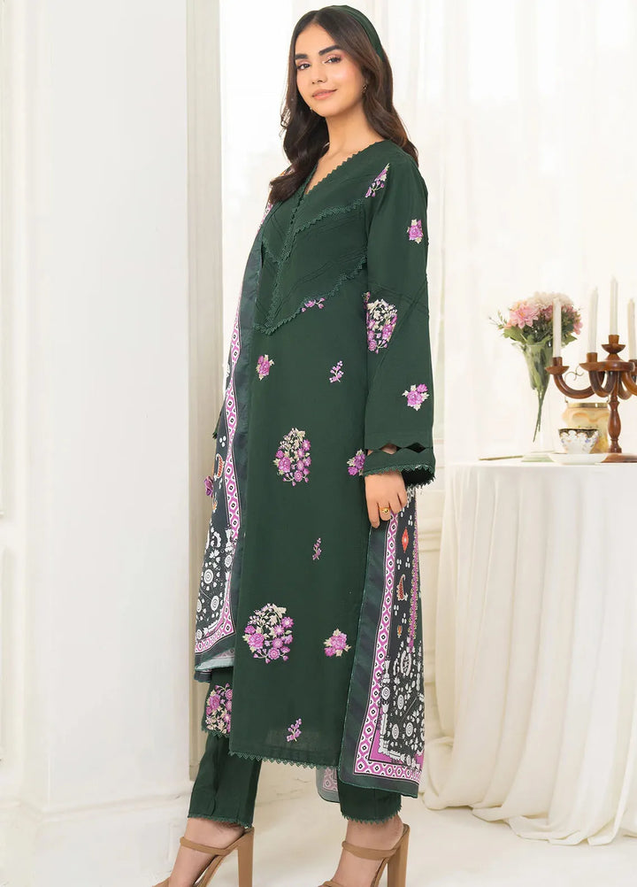 Panache Apparel Pret Embroidered Khaddar 3 Piece Suit Spruce