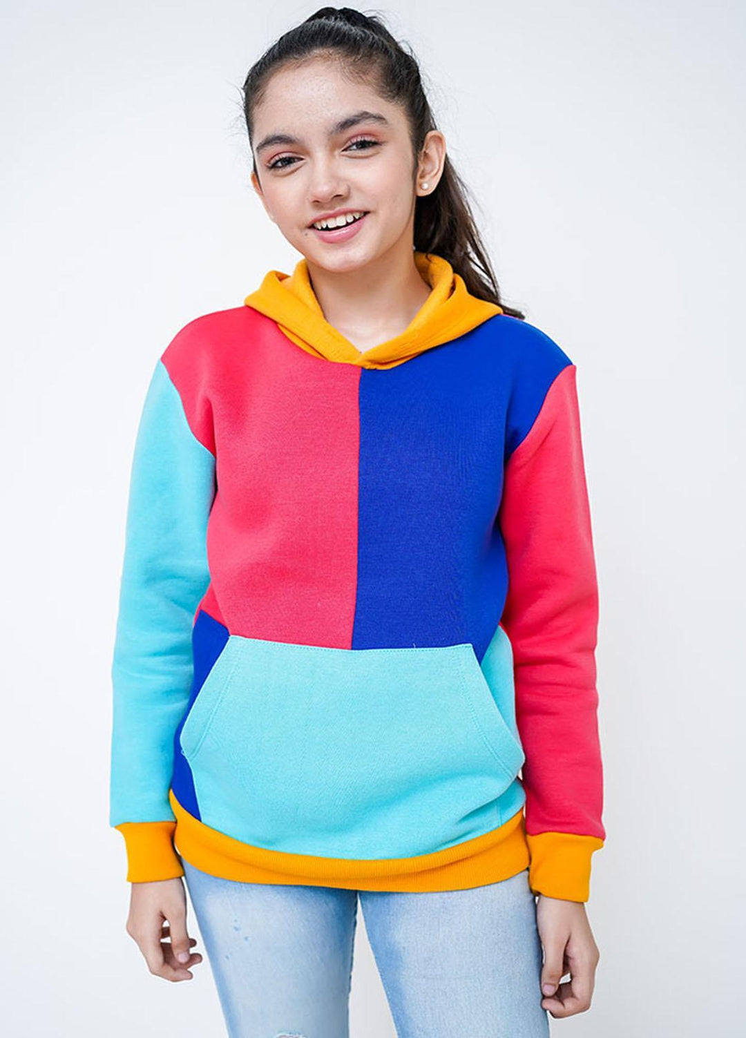 Ochre Hoodie for Girls - Pannelled Fleece Girls Hoodie OGK-144