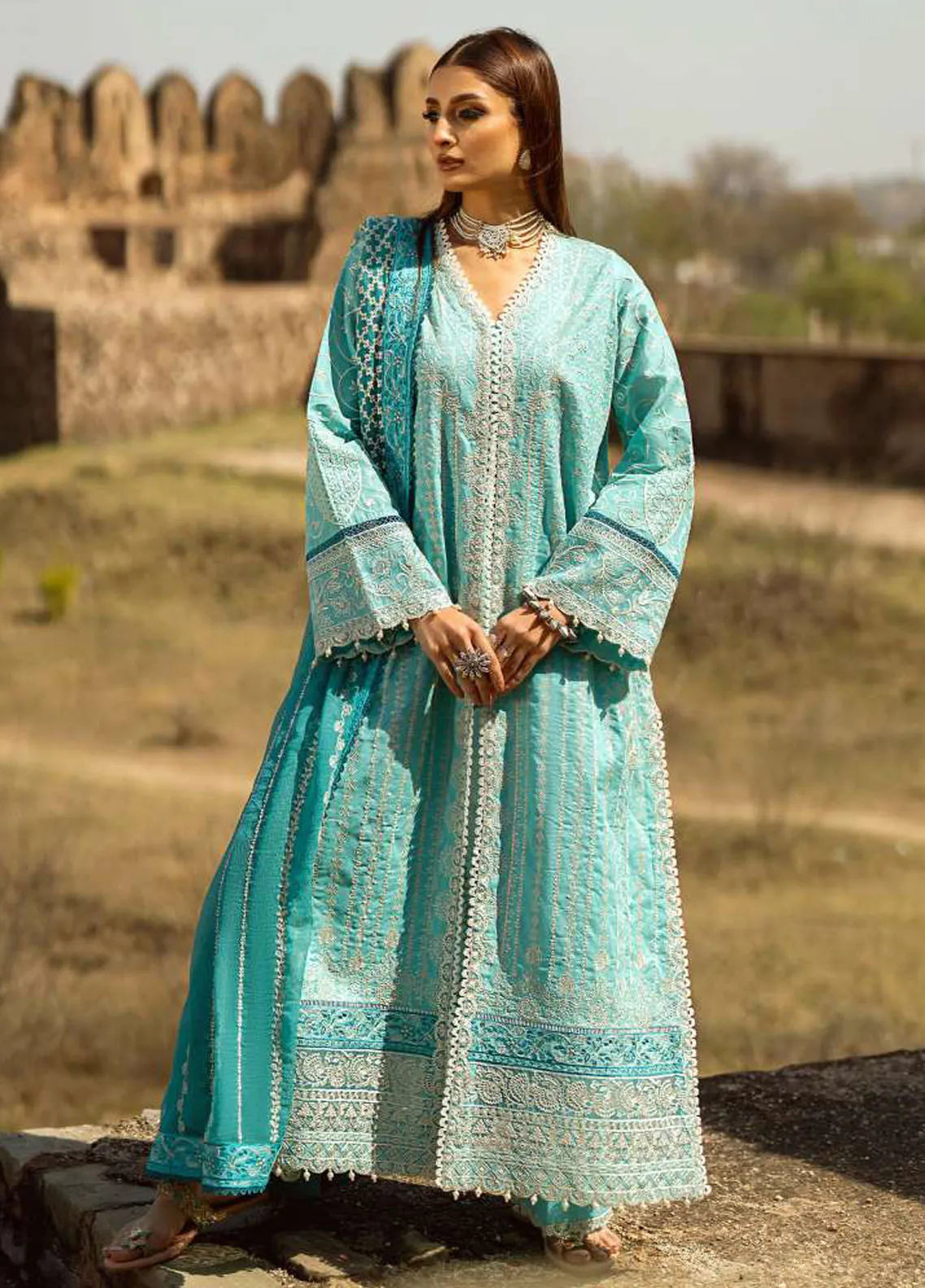 Aik Atelier Embroidered Lawn Suits Unstitched 3 Piece AIK23M Look 03 - Luxury Collection