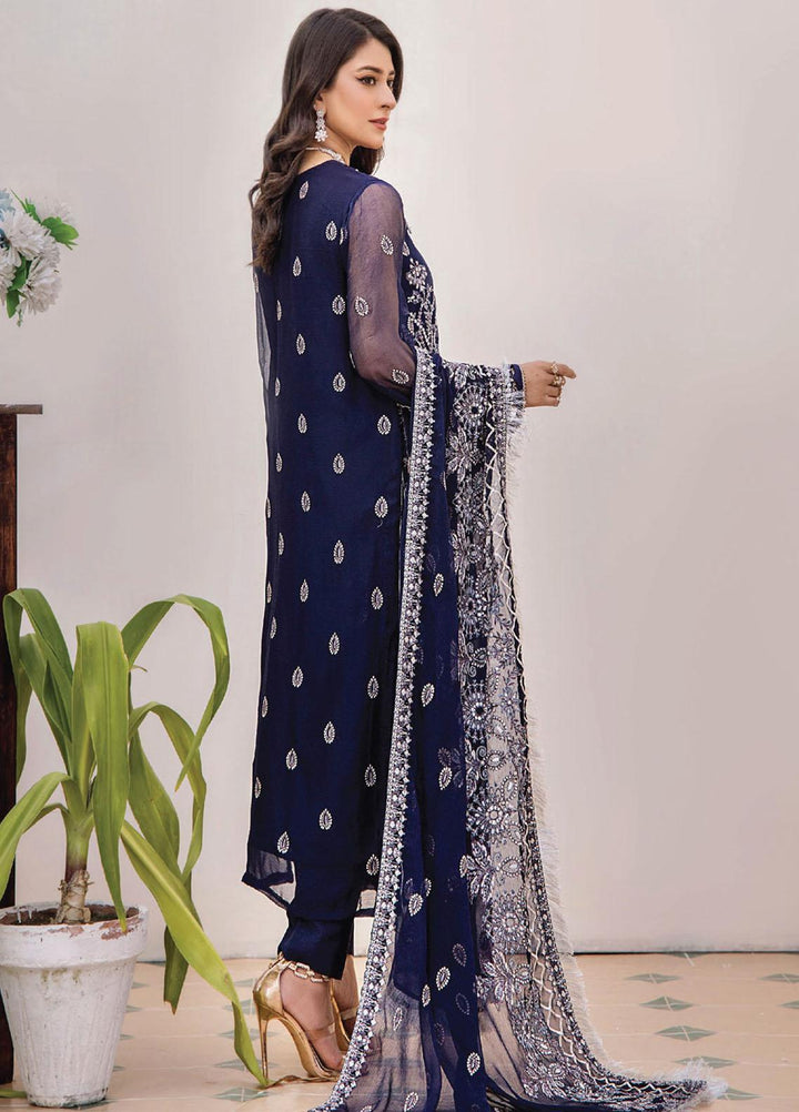 Pareesha By Humdum Embroidered Chiffon Suits Unstitched 3 Piece HD23P-2 D-01 - Luxury Collection