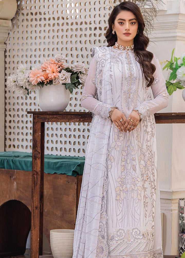 Pareesha By Humdum Embroidered Chiffon Suits Unstitched 3 Piece HD23P-2 D-02 - Luxury Collection
