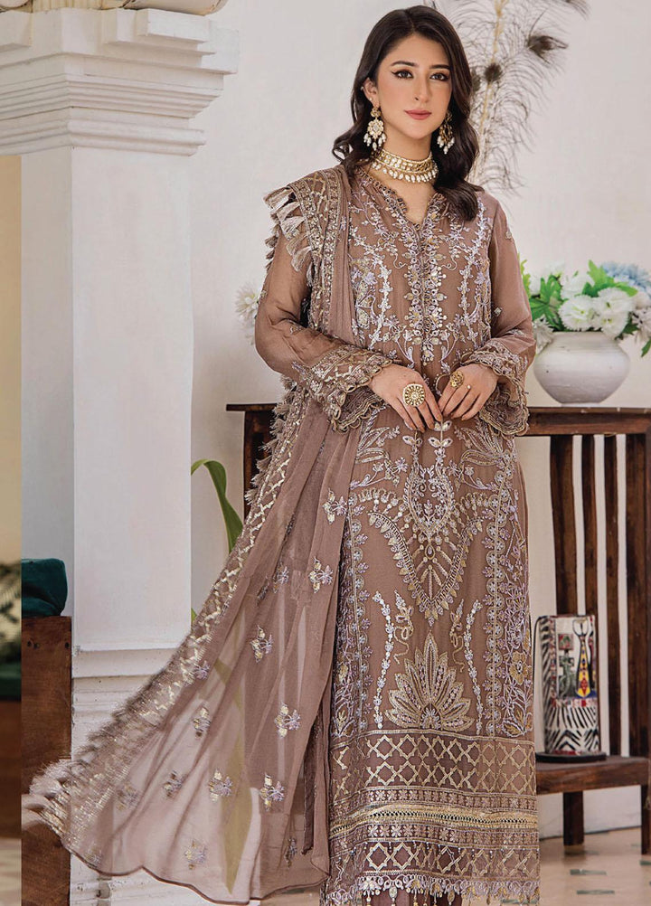 Pareesha By Humdum Embroidered Chiffon Suits Unstitched 3 Piece HD23P-2 D-04 - Luxury Collection