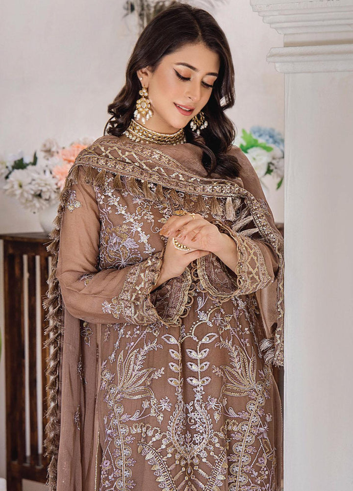Pareesha By Humdum Embroidered Chiffon Suits Unstitched 3 Piece HD23P-2 D-04 - Luxury Collection
