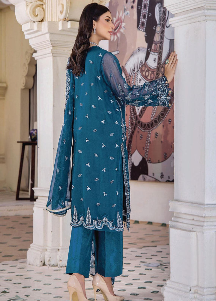 Pareesha By Humdum Embroidered Chiffon Suits Unstitched 3 Piece HD23P-2 D-08 - Luxury Collection