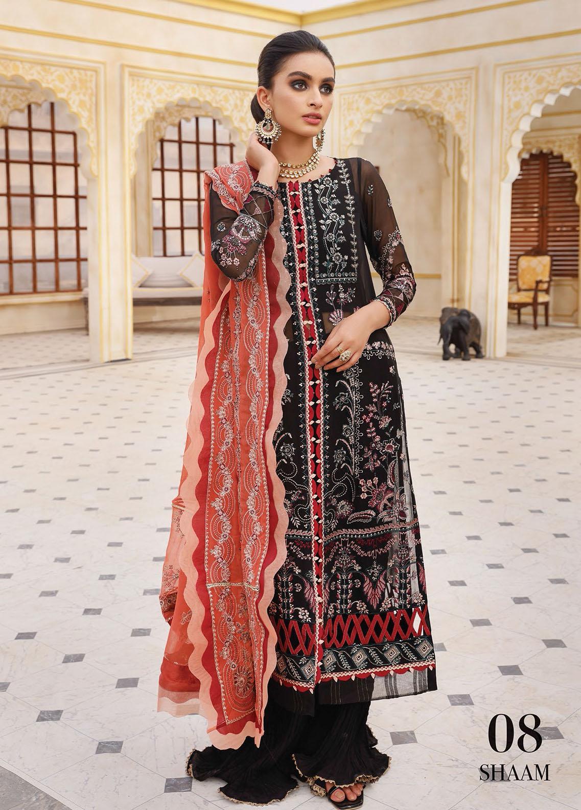 La Mode By Xenia Formals Embroidered Chiffon Suits Unstitched 3 Piece XE23LM D-03 Olga - Luxury Collection