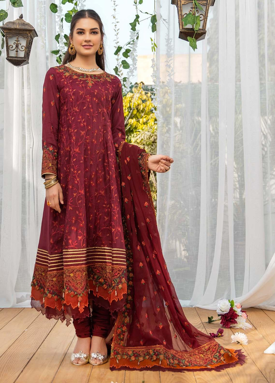 Parishey By Zaaviay Embroidered Raw Silk Suits Unstitched 3 Piece ZV21P NOORMEH - Luxury Collection