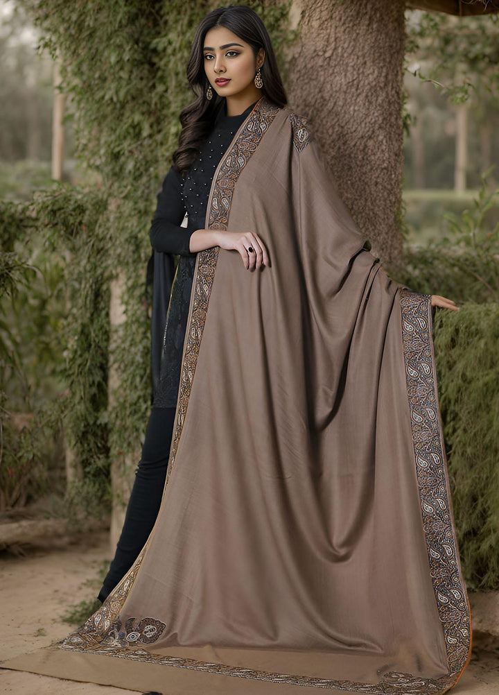 Sanaulla Exclusive Range  Pashmina  Mama D-18 D Brown - Women Shawls