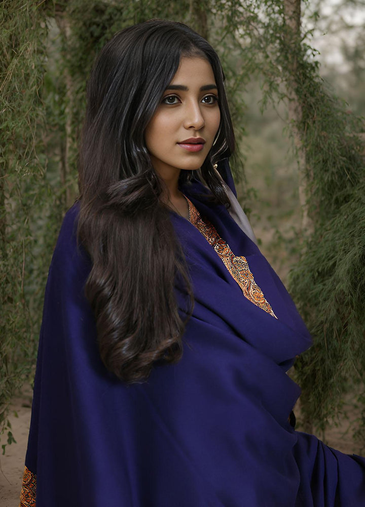 Sanaulla Exclusive Range  Pashmina  Mama D-21 D Blue - Women Shawls