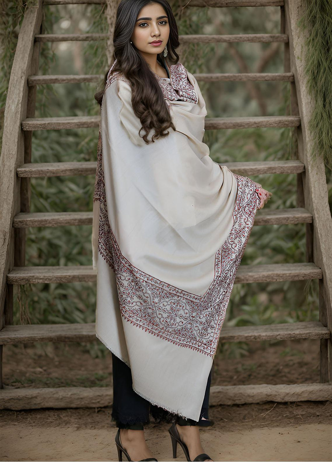 Sanaulla Exclusive Range  Pashmina  KPS 781 D-37 Fawn - Women Shawls