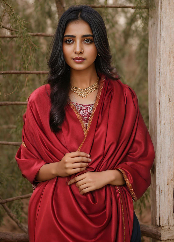 Sanaulla Exclusive Range  Pashmina  KPS 781 D-15 Red - Women Shawls