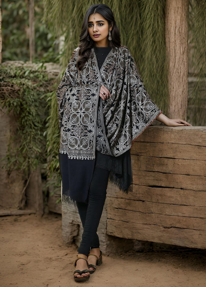 Sanaulla Exclusive Range  Pashmina  KPS 781 D-31 Black - Women Shawls