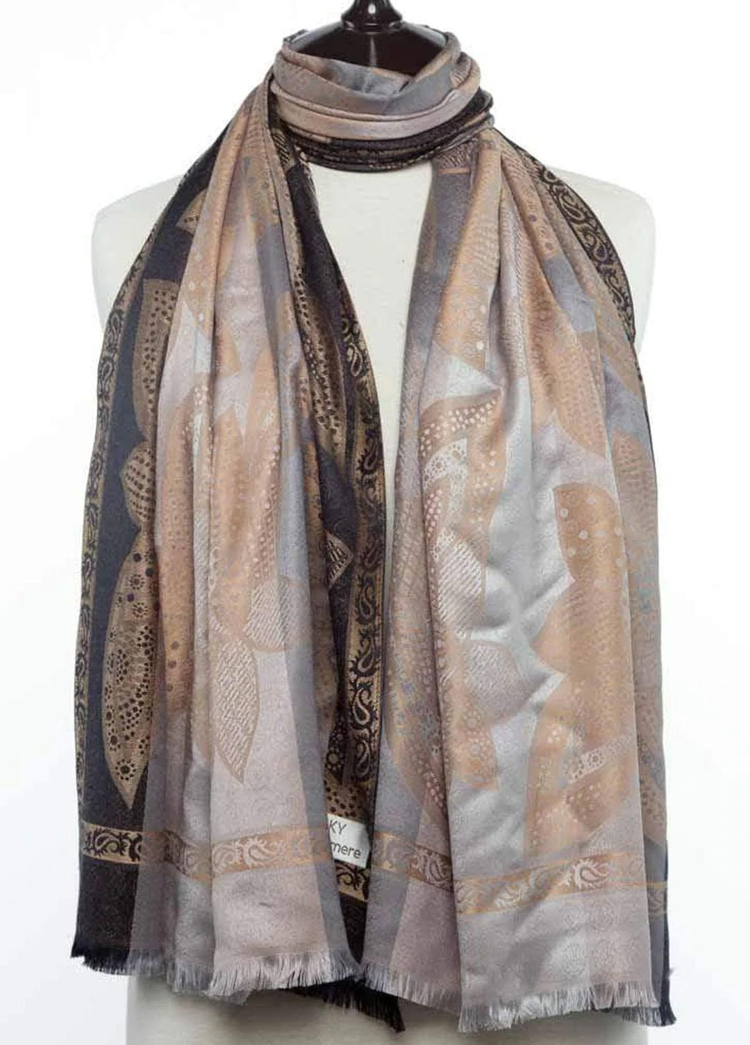 Abaya pk  Cashmere  Hijab ABA22HB RUST-GOLD CASHMERE - Pashmina Hijabs