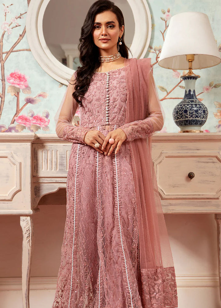 Pashmire Pret Embroidered Net 3 Piece Suit Umber