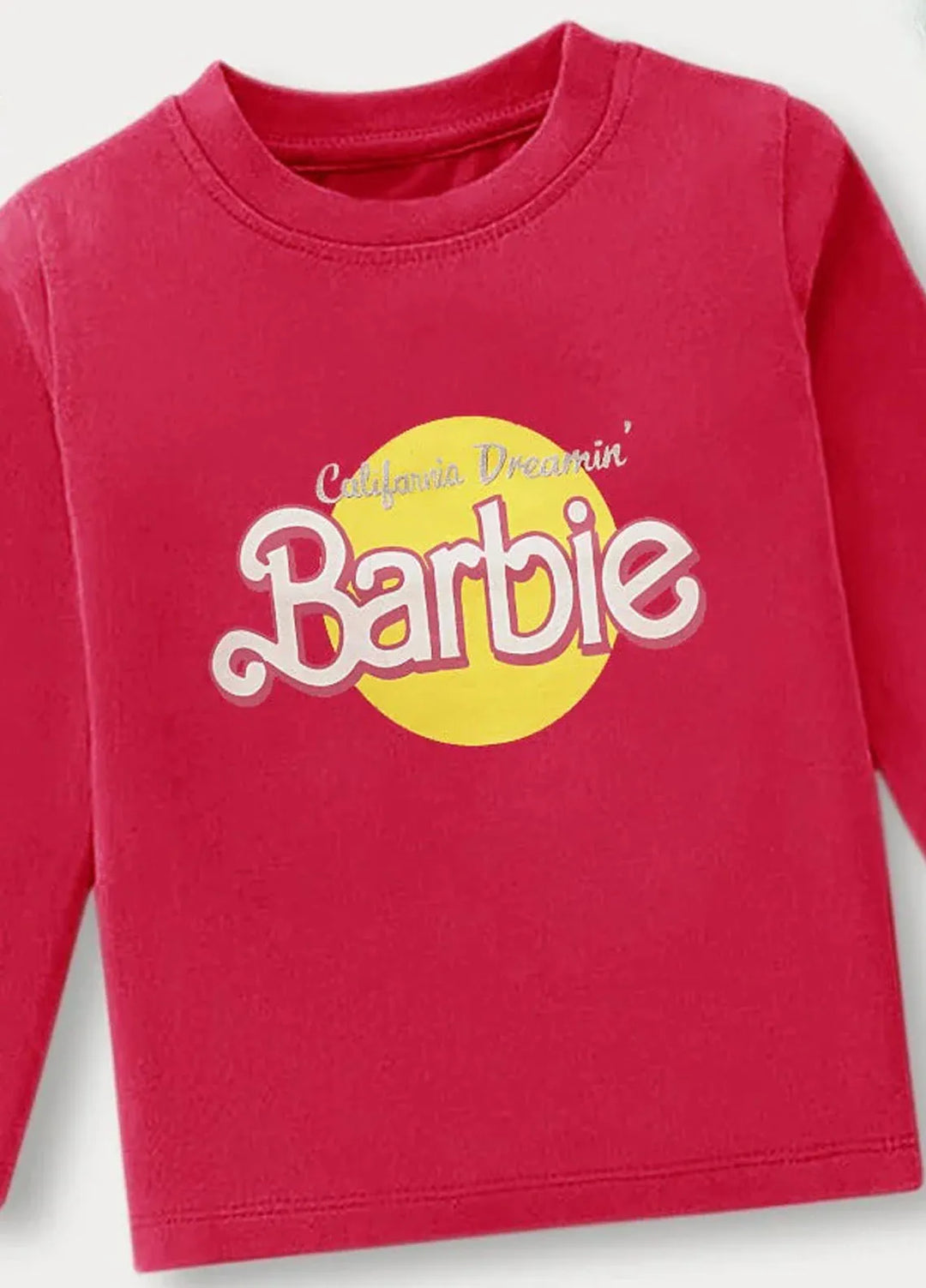 Baby Nest Pink California Dreaming Barbie Printed Full Sleeves T shirt for Kids - BNDR-84