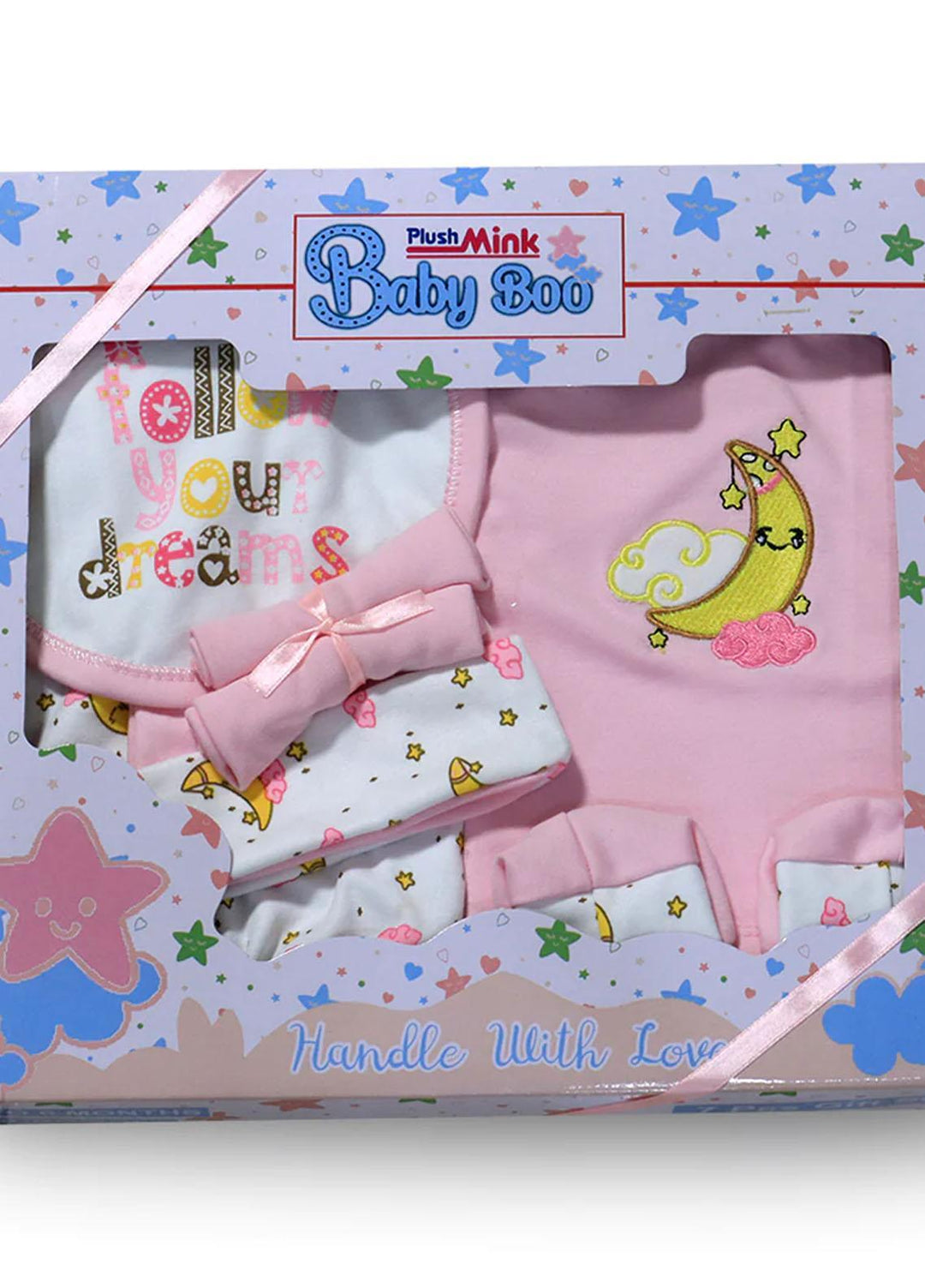 Plush Mink    Gift Set Gift Set for Newborn Babies - 7 pieces Gift Set- Baby Boo Pink - Baby Product