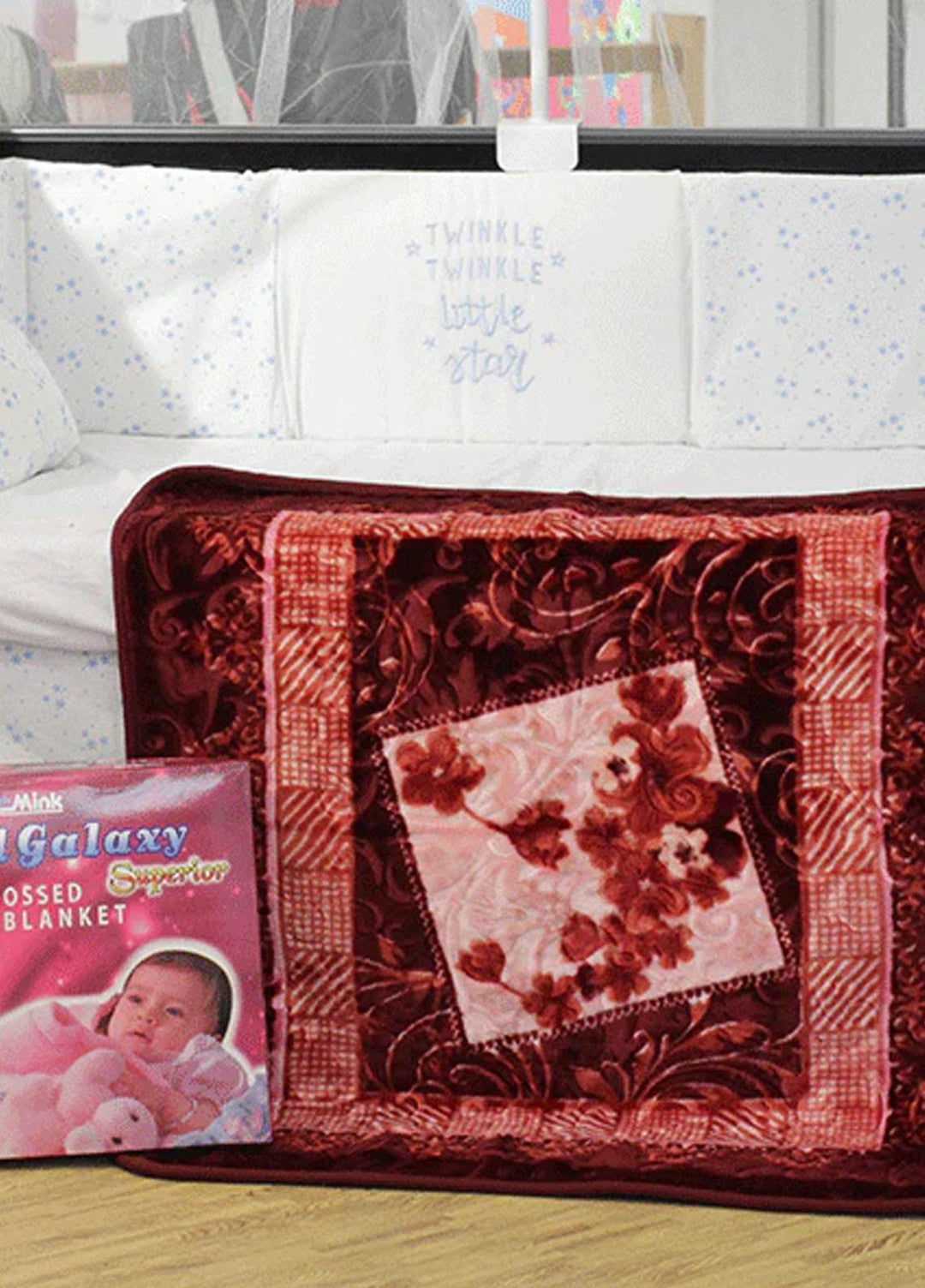 Plush Mink    Blanket Royal Galaxy Embossed Baby blanket- Dark Maroon - Baby Product