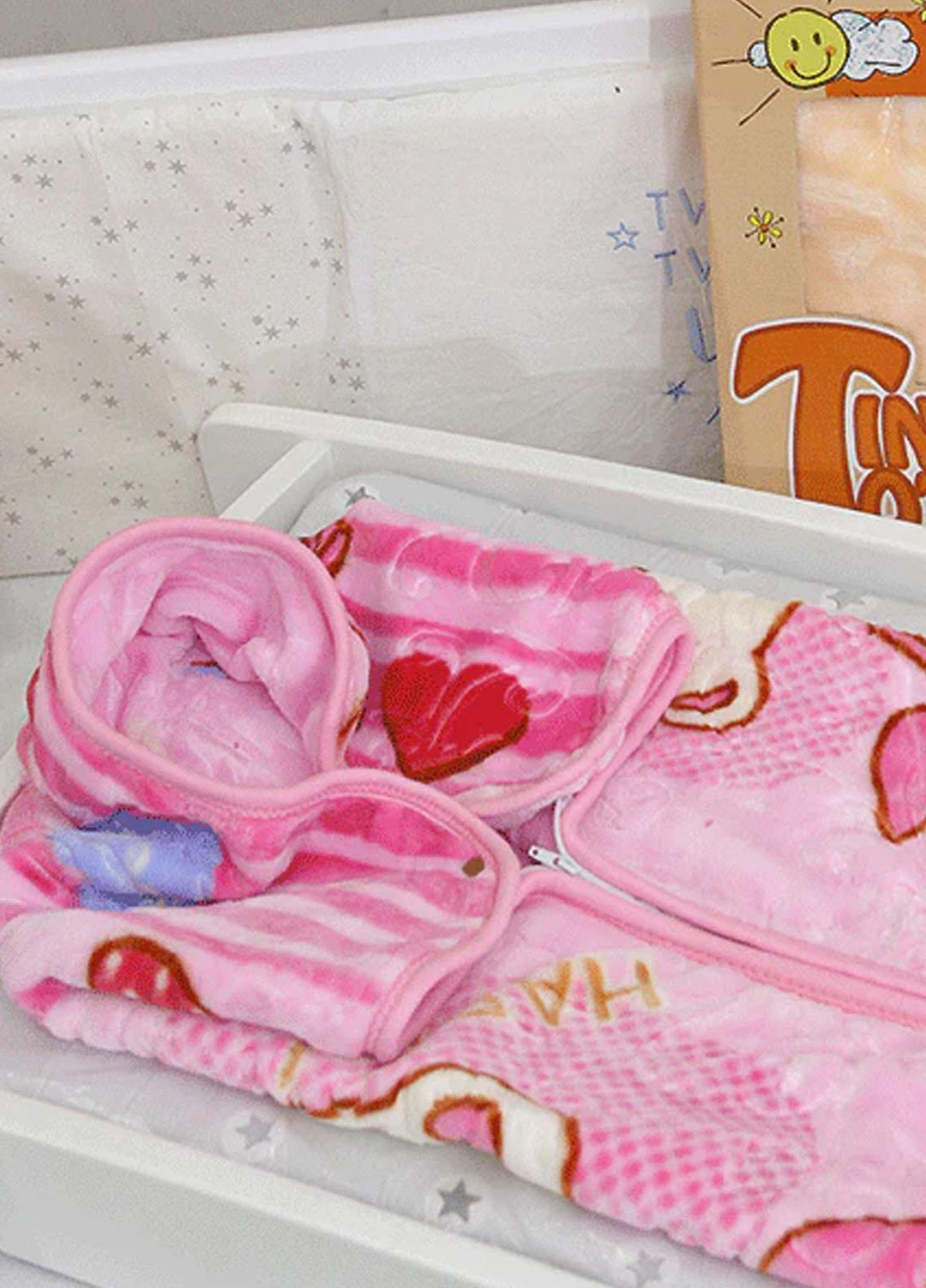 Plush Mink Baby Blanket Zipper-Tiny Tots Zipper-Pink Color - Baby Product