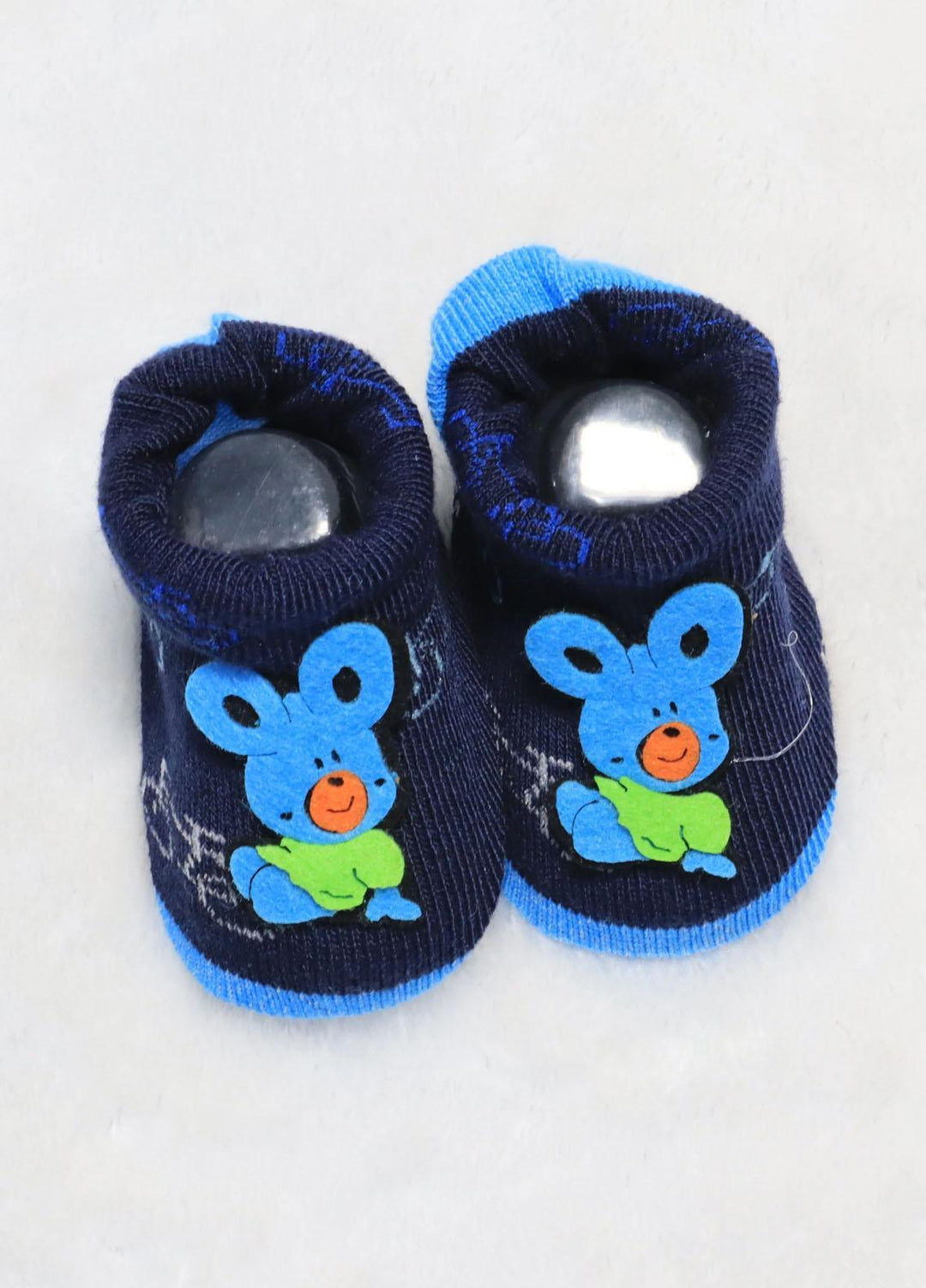 Plush Mink Shoes Newborn Baby Shoes- Navy Blue - Baby Product