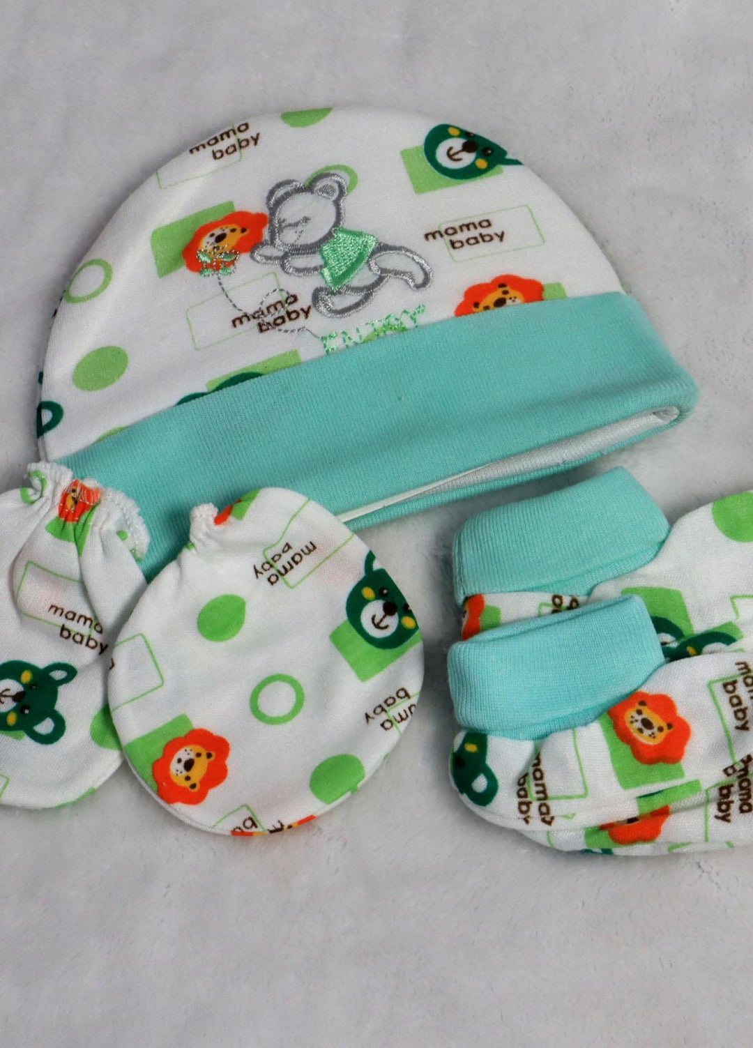 Plush Mink    Cap 2 Pcs Infant Baby Cap- Mint - Baby Product