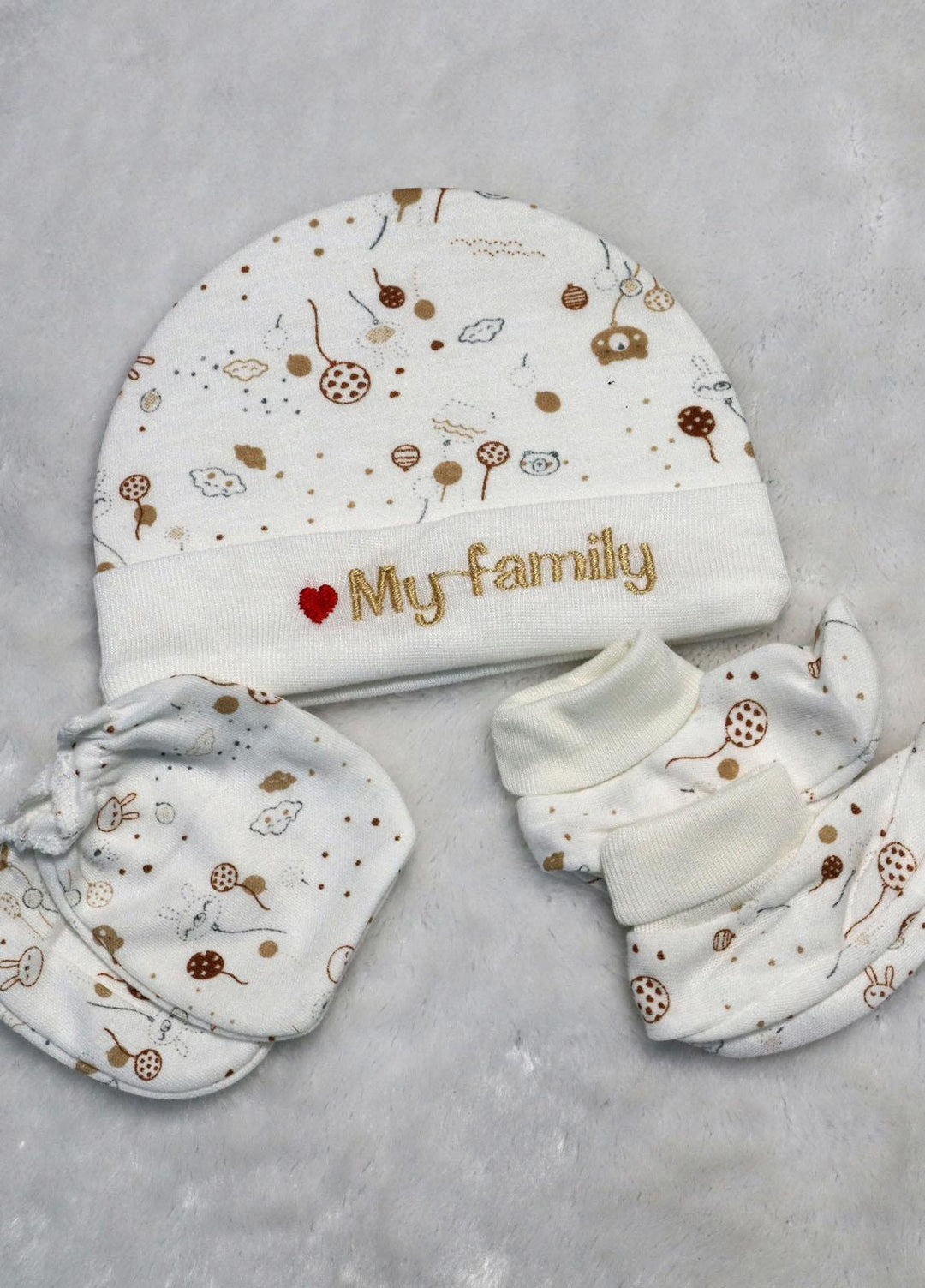 Plush Mink Cap 2 Pcs Infant Baby Cap- White - Baby Product