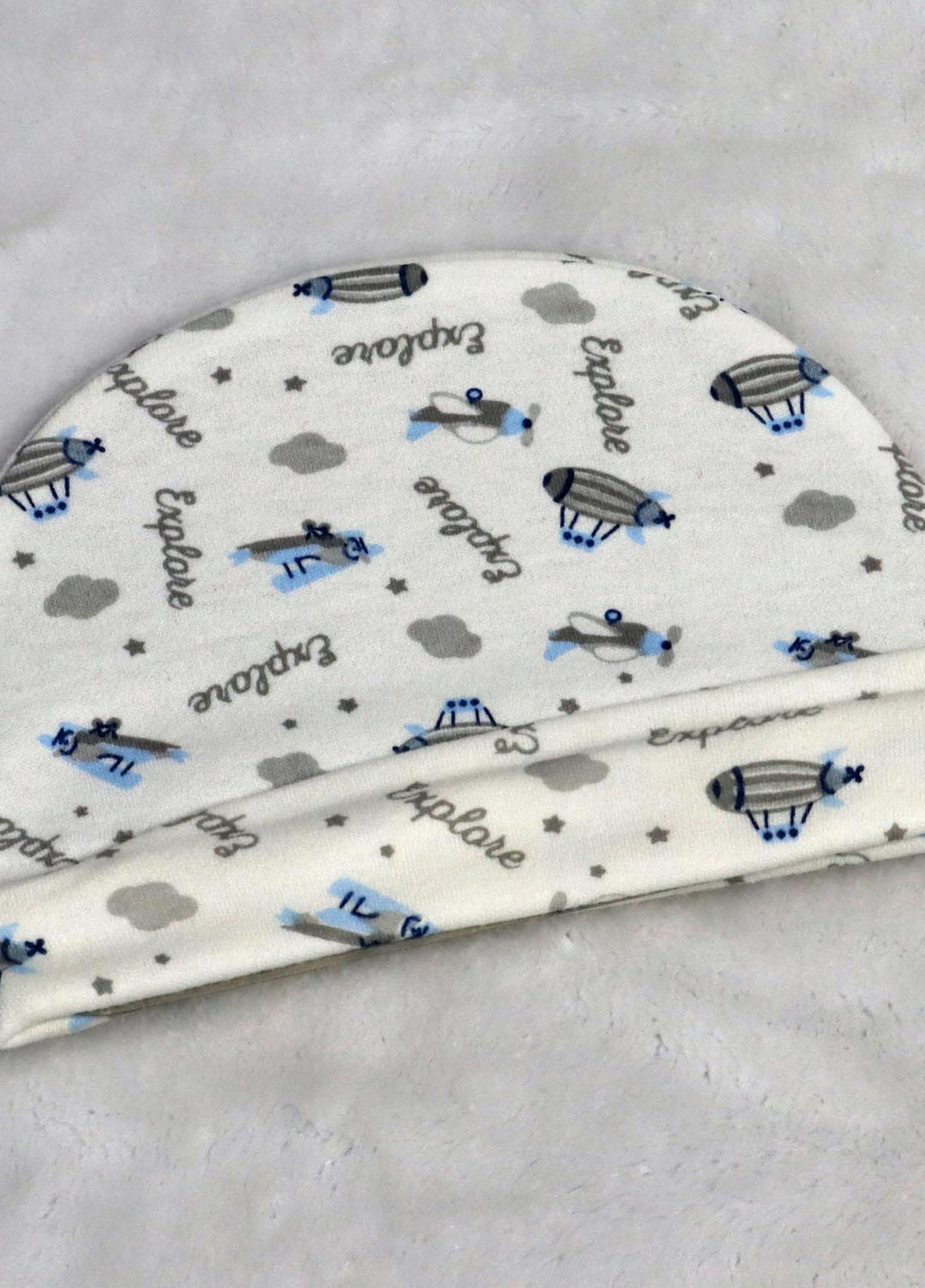 Plush Mink    Cap Infant Printed Baby Cap- White - Baby Product