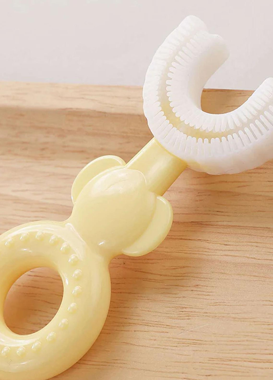 Plush Mink Toothbrush U shaped Baby Toothbrush- Yellow - Baby Product