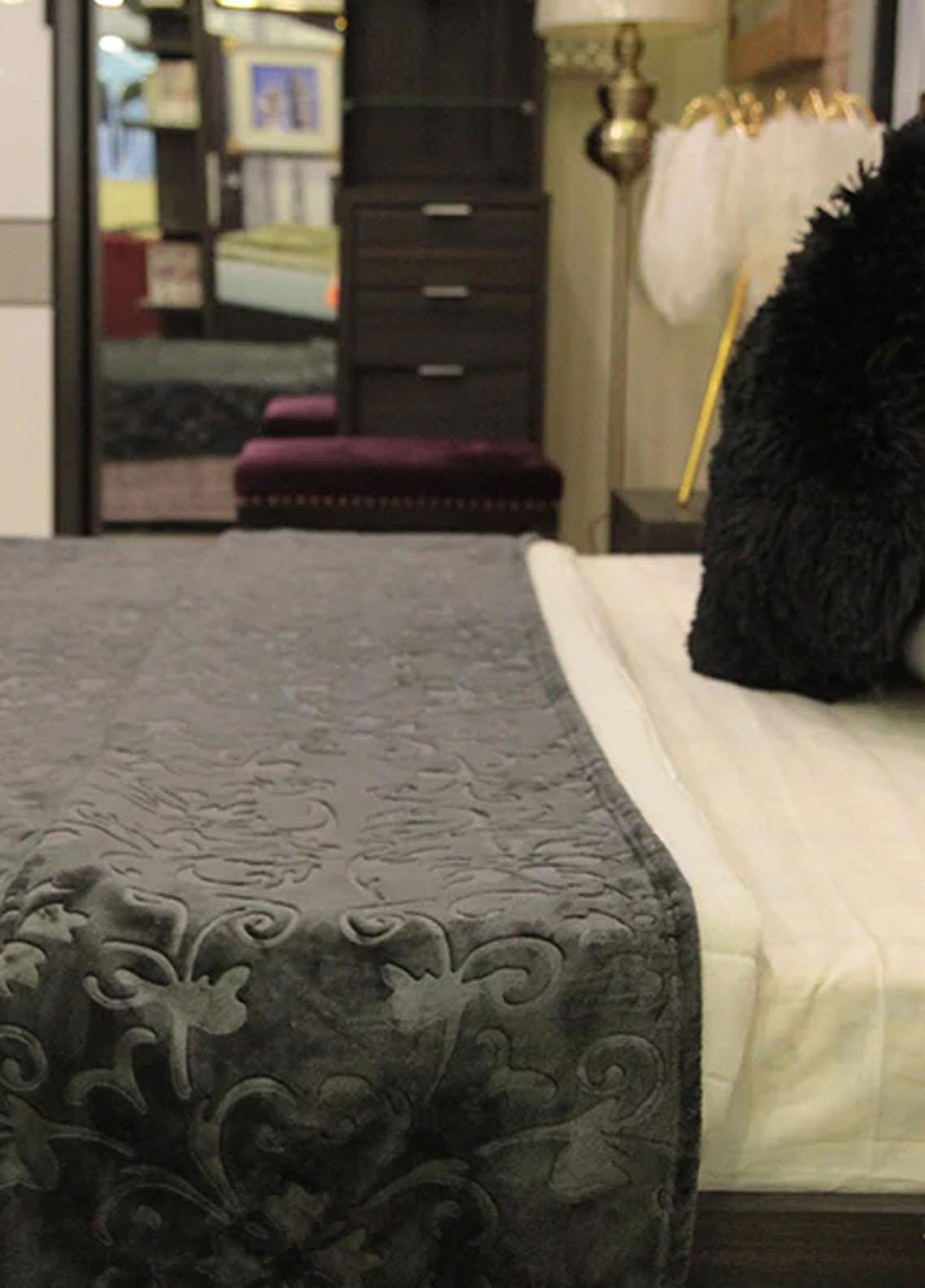 Plush Mink    Blanket Mansion Single Flannel Blanket- Grey - Plush Mink Blankets & Bed Sets