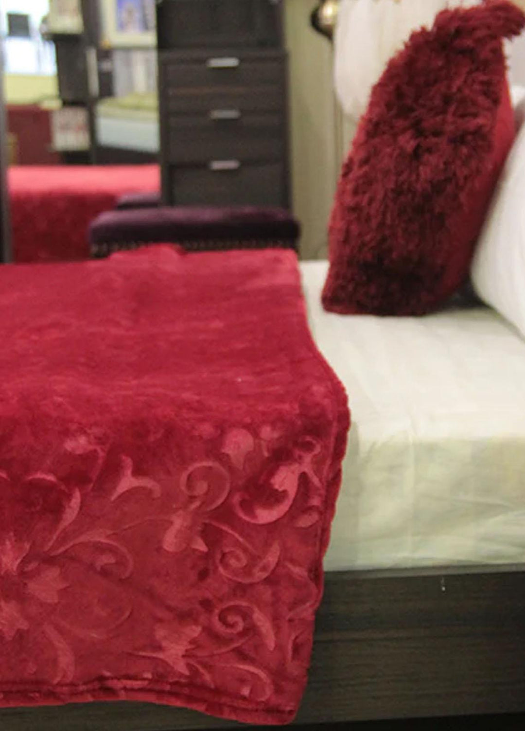 Plush Mink    Blanket Mansion Single Flannel Blanket- Maroon - Plush Mink Blankets & Bed Sets