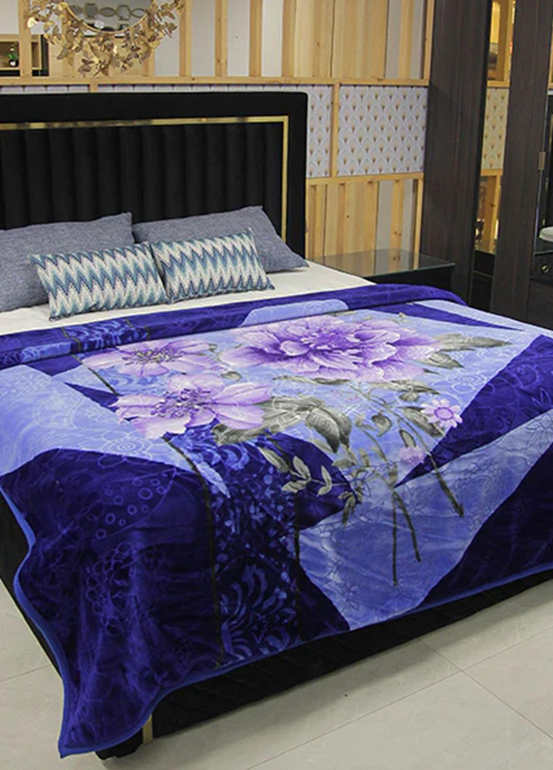 Plush Mink Blanket Empire King Size Blanket- Dark Blue - Plush Mink Blankets & Bed Sets