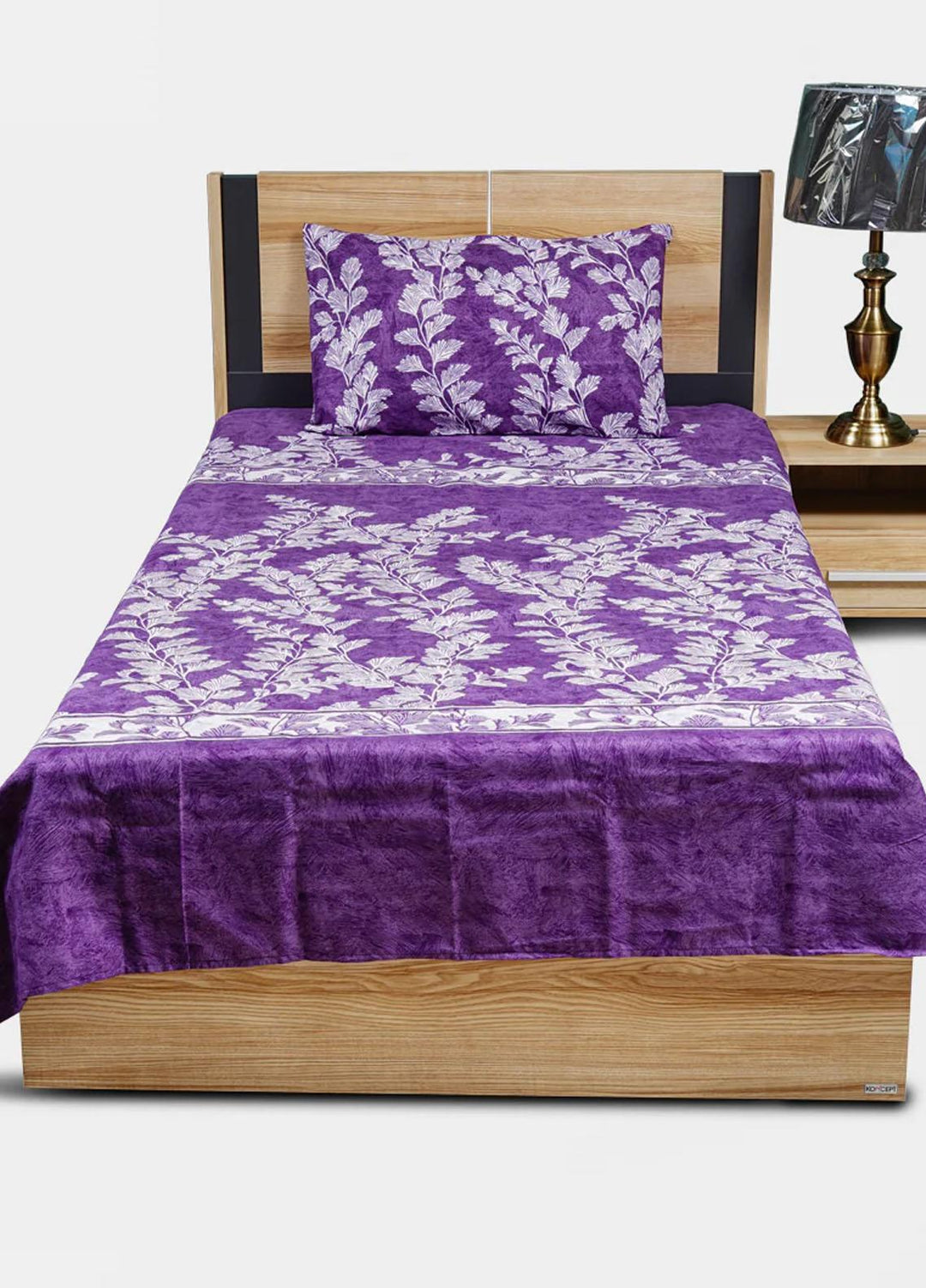 Plush Mink Printed Fantasy Single Bed Sheets - Purple and White - Plush Mink Blankets & Bed Sets