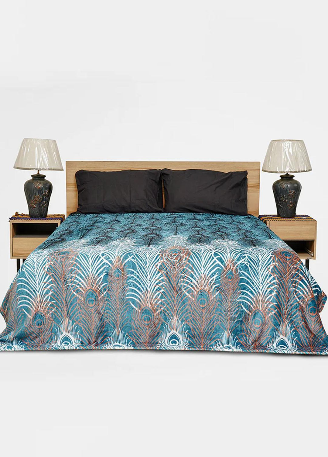 Plush Mink Blanket Supremo Delight Double AC Blanket Embossed -Slate Blue - Plush Mink Blankets & Bed Sets