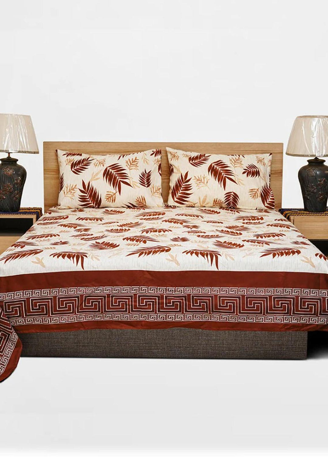 Plush Mink Bed Sheets Fantasy King Size Bed - Brown Leaves - Plush Mink Blankets & Bed Sets