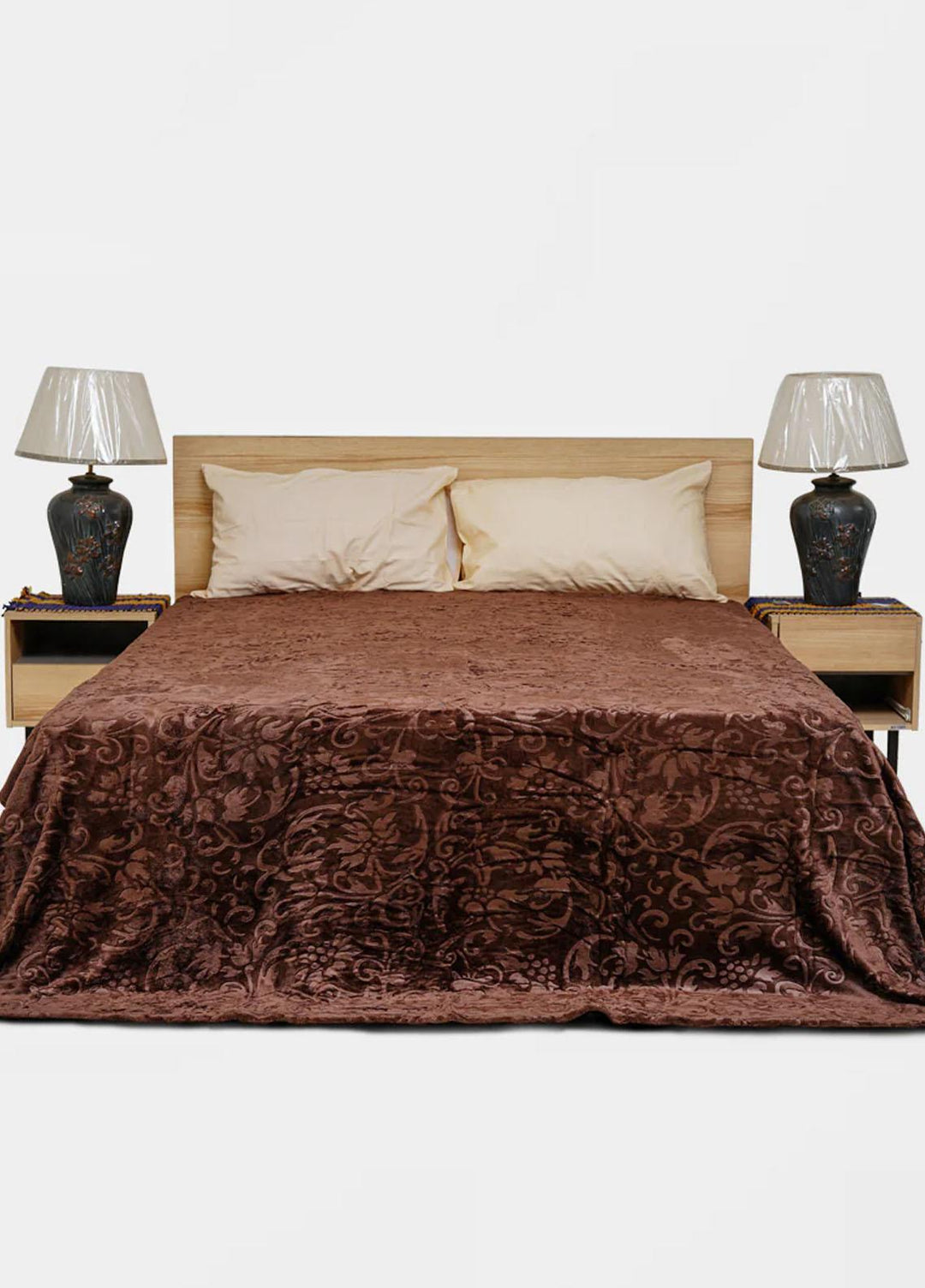 Plush Mink Blanket Mansion Flannel Double Bed Blanket - Brown - Plush Mink Blankets & Bed Sets