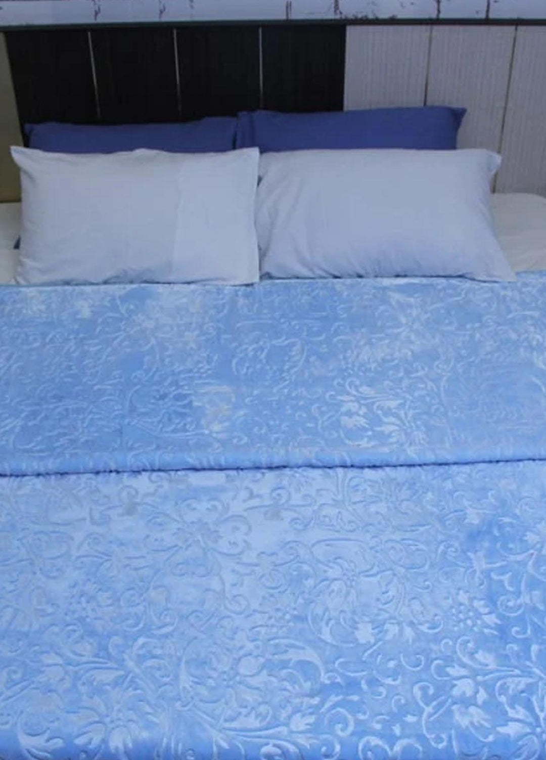 Plush Mink Blanket Gold Silk Double Bed Blanket- blue - Plush Mink Blankets & Bed Sets
