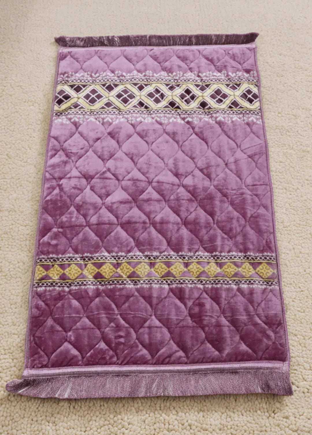 Plush Mink Mughal Janamaz Printed Prayer Mat- Dusky Rose