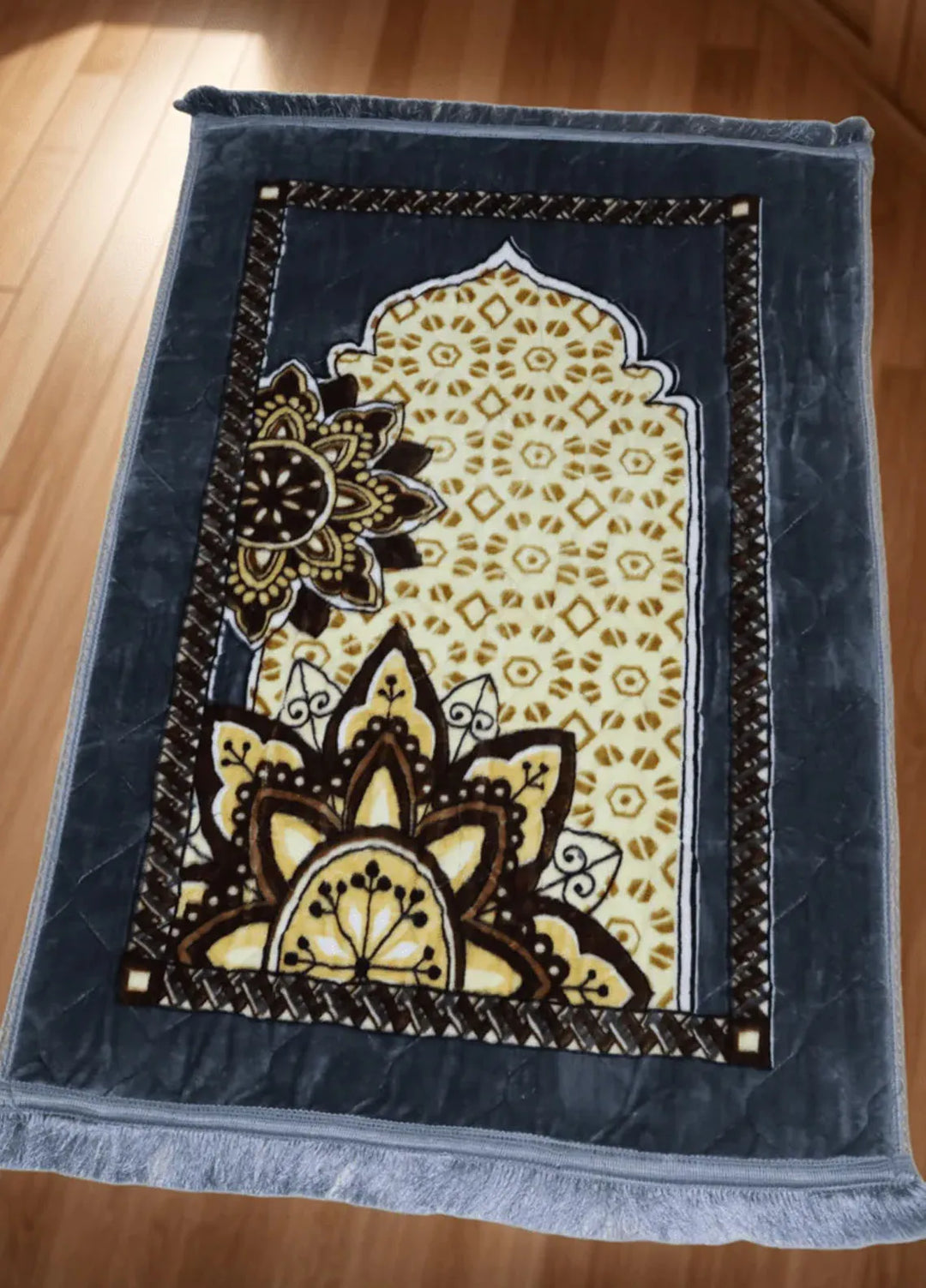 Plush Mink Mughal Plus Cloudy Prayer Mat-Slate Gray