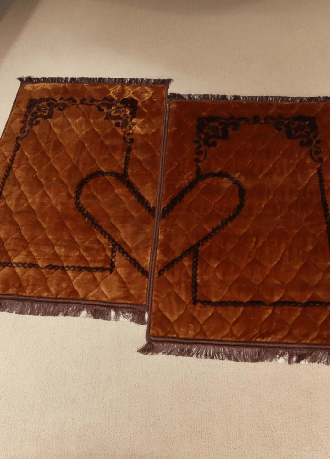Plush Mink Mughal Plus Couple Prayer Mat Amber