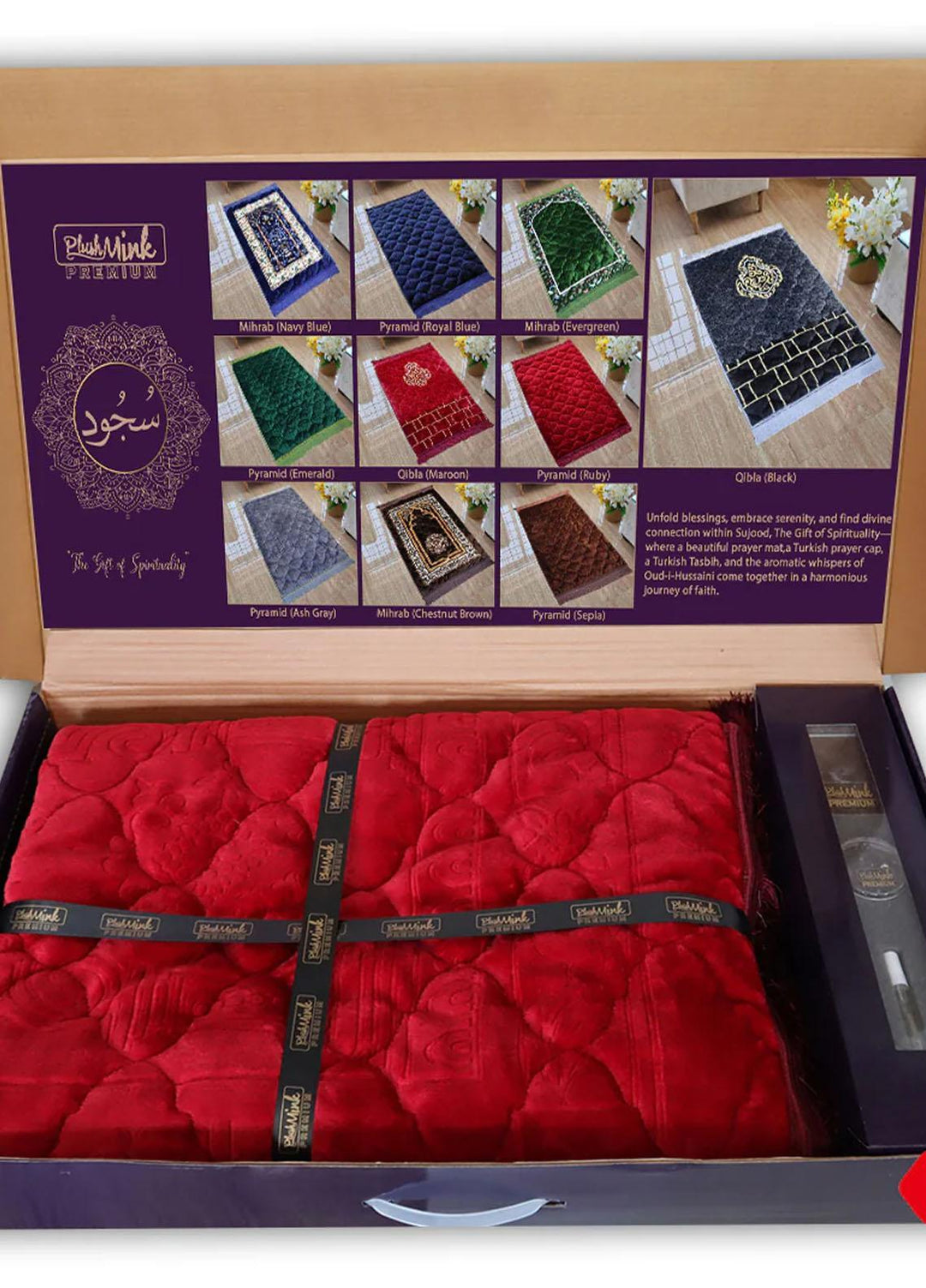 Plush Mink Sujood Prayer Kit Gift Box Ruby - Prayer Mats