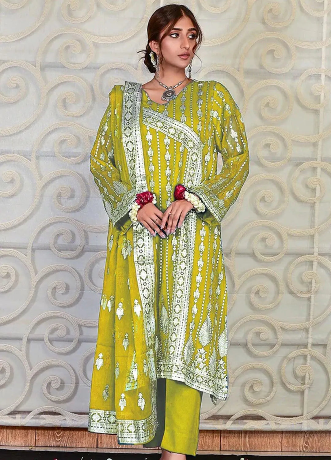 Popular Style Embroidered Chiffon Suits Unstitched 3 Piece PS24F NEC10724 - Festive Collection