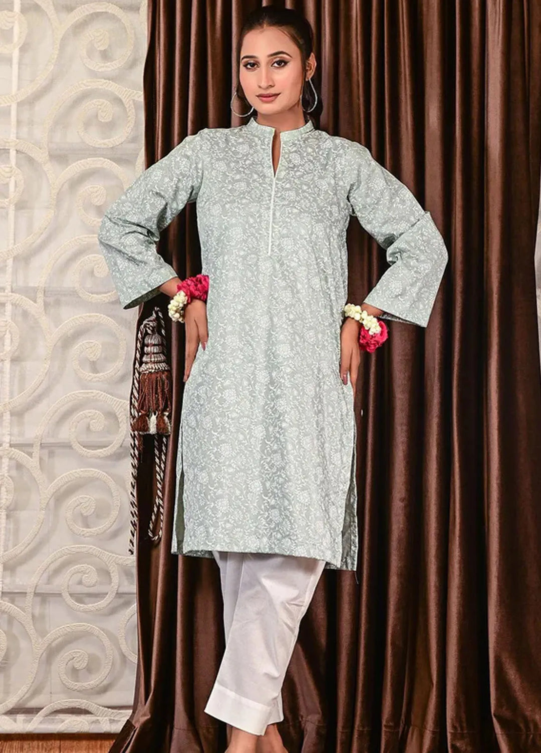 Popular Style Embroidered Raw Silk Unstitched Kurti PS24F NEC11124 - Festive Collection