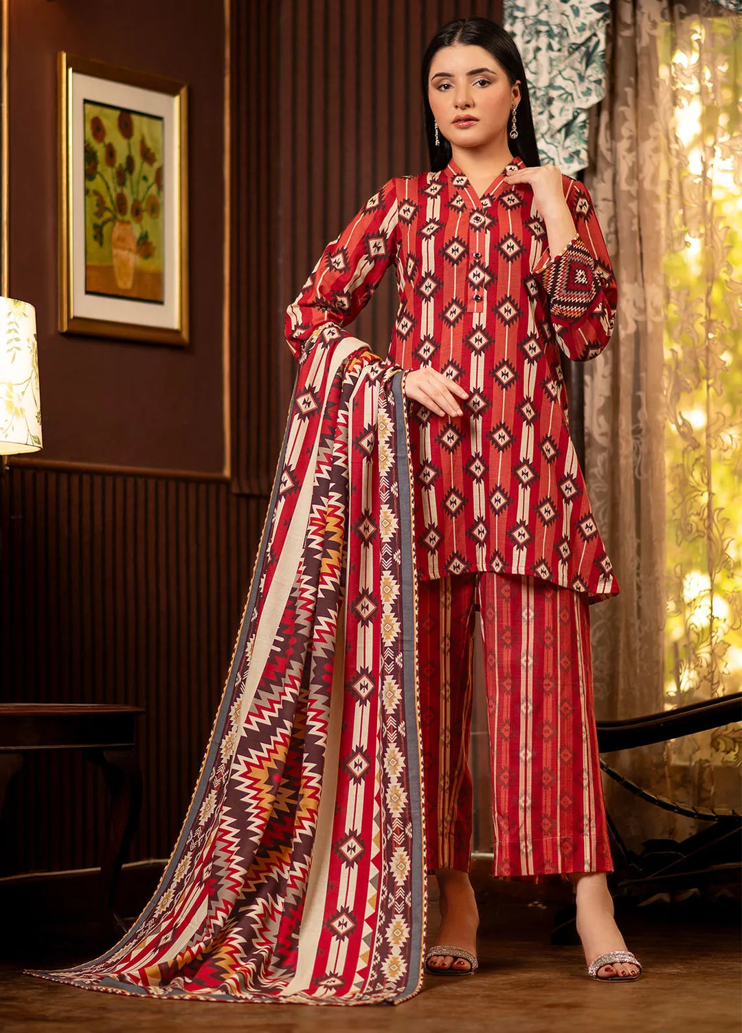 Popular Style Printed Khaddar Suits Unstitched 3 Piece PS24KU NEC-163-24 - Women Collection