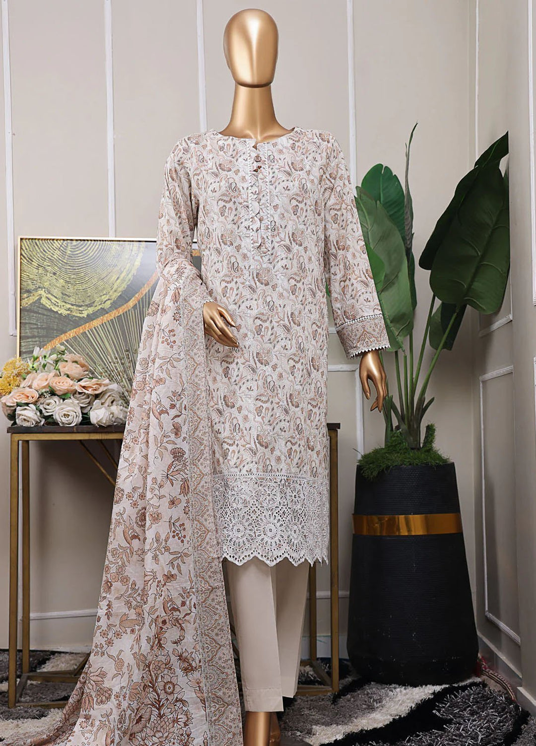 Premium Chikankari by HZ Textiles Chikankari Lawn Suits Unstitched 3 Piece HZ25PC PCP-532 - Summer Collection