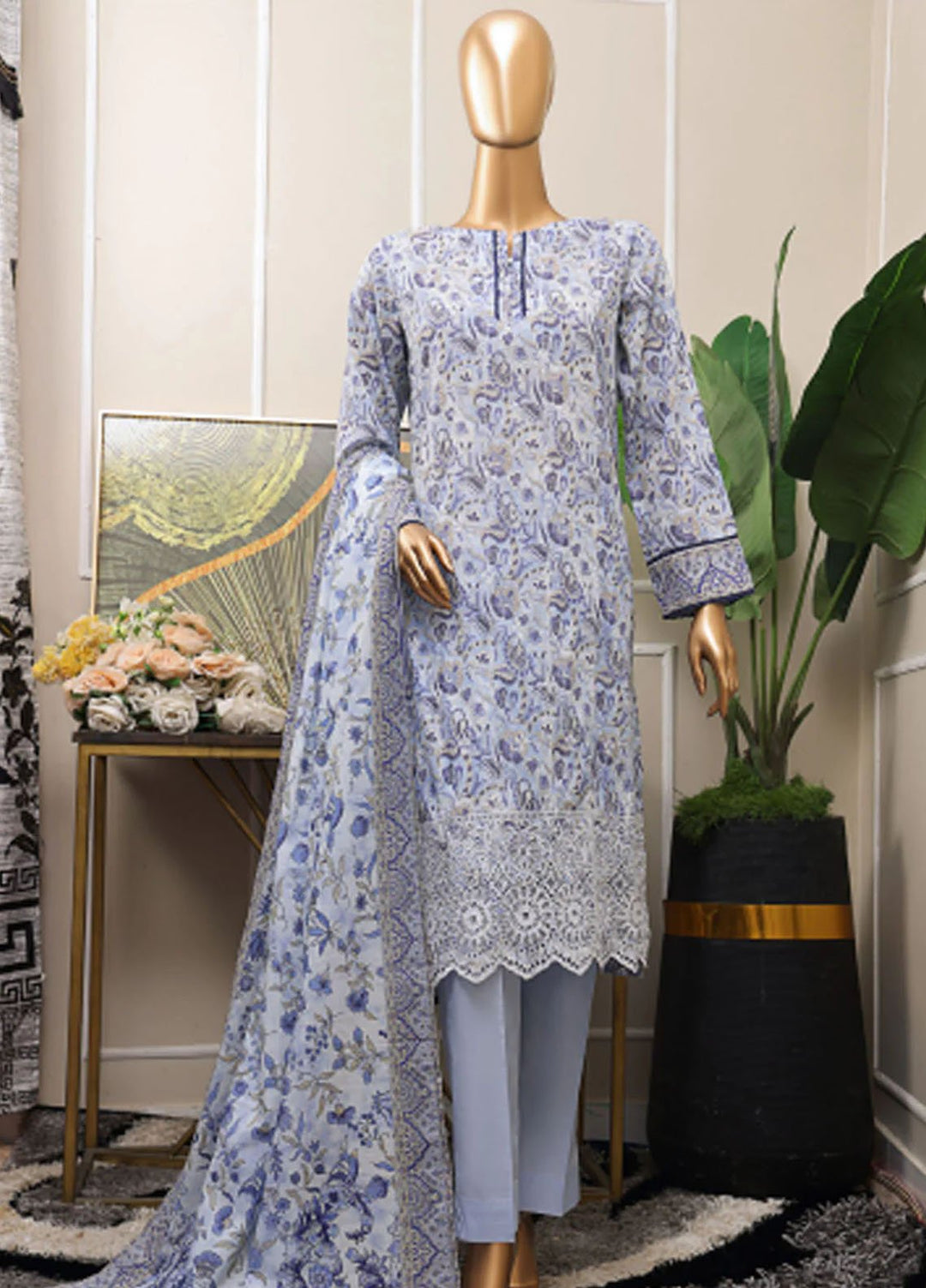 Premium Chikankari by HZ Textiles Chikankari Lawn Suits Unstitched 3 Piece HZ25PC PCP-533 - Summer Collection