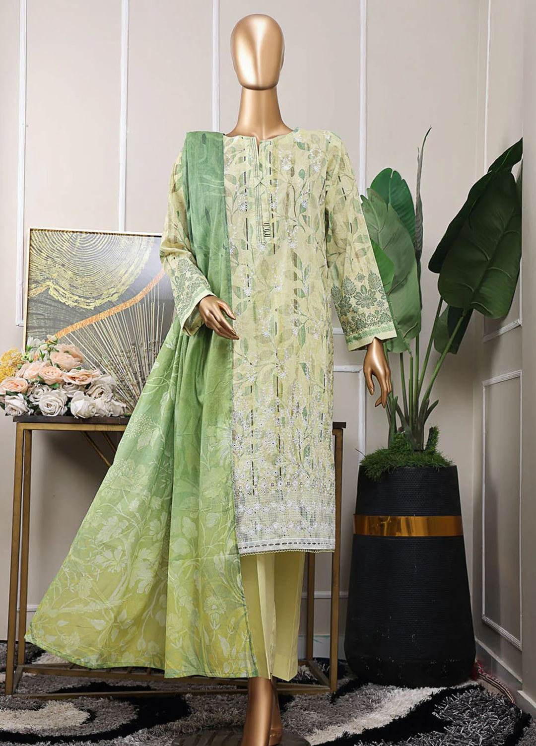Premium Chikankari by HZ Textiles Chikankari Lawn Suits Unstitched 3 Piece HZ25PC PCP-534 - Summer Collection