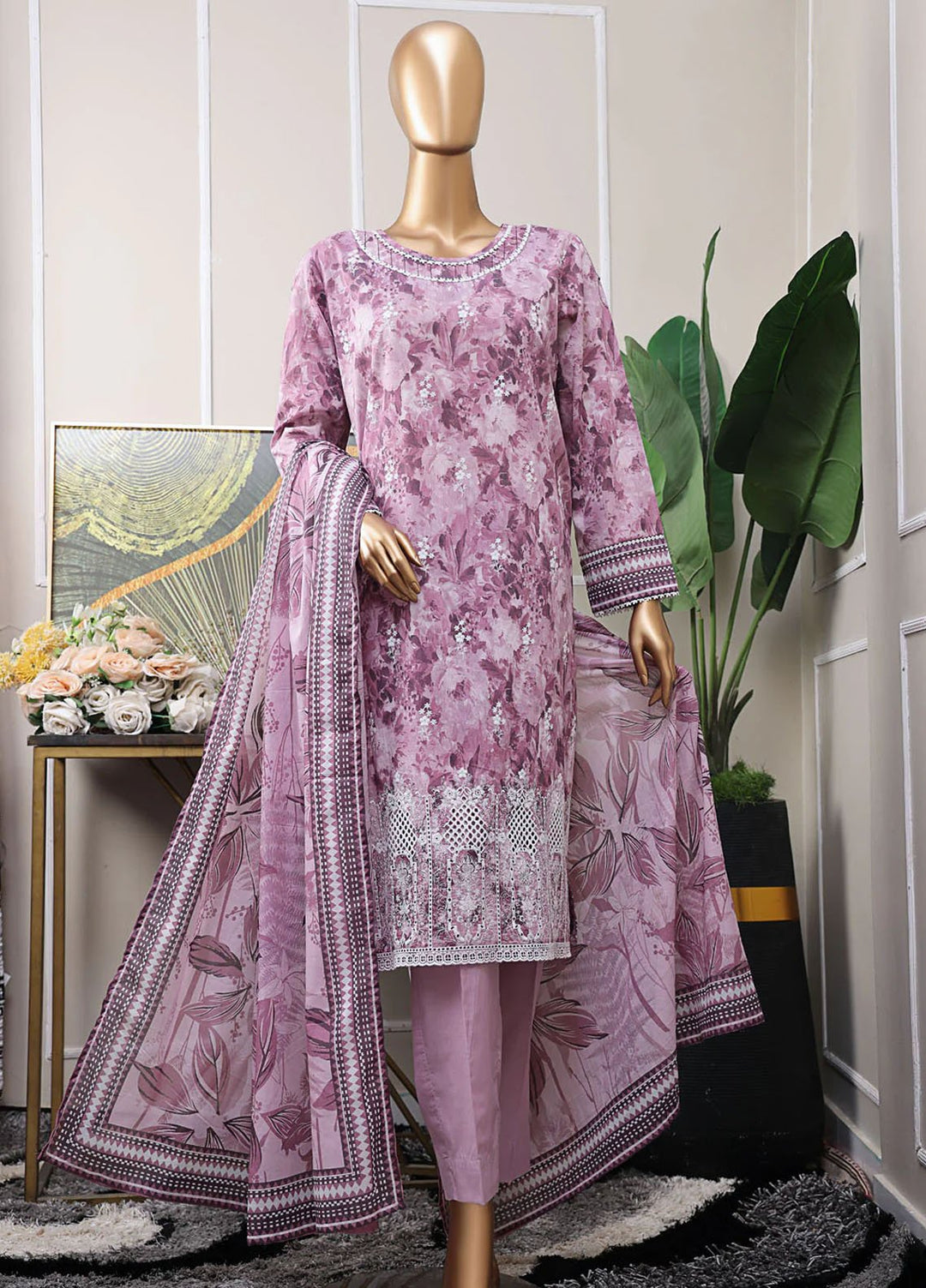 Premium Chikankari by HZ Textiles Chikankari Lawn Suits Unstitched 3 Piece HZ25PC PCP-535 - Summer Collection