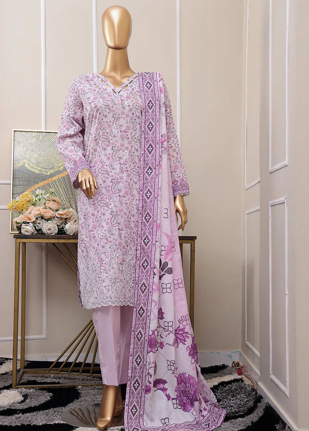 Premium Chikankari by HZ Textiles Chikankari Lawn Suits Unstitched 3 Piece HZ25PC PCP-536 - Summer Collection